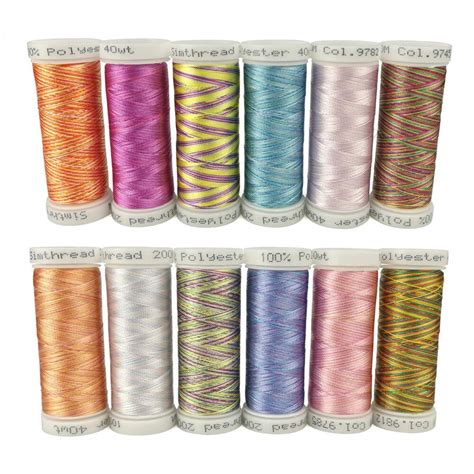 Simthread 12 Multi Colors Embroidery Machine Thread Bobbins 300 Meters