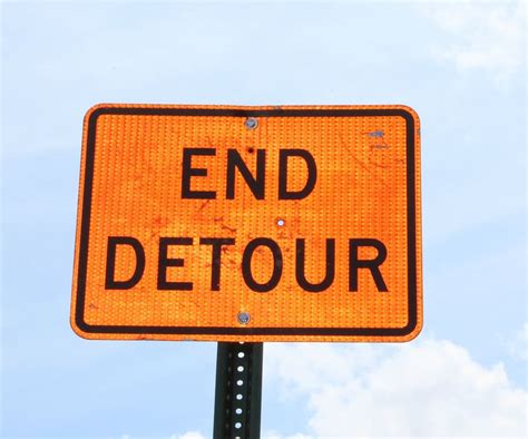 Detour Sign Street Road Traffic Construction Caution Yellow