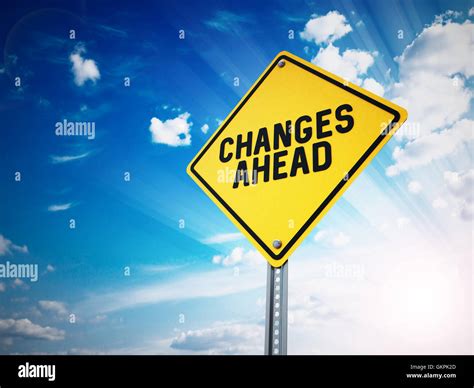 Changes Ahead Sign Against Blue Sky 3d Illustration Stock Photo Alamy