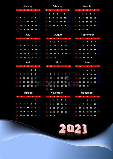 2021 Calendar Stock Illustration Illustration Of Number 191964440
