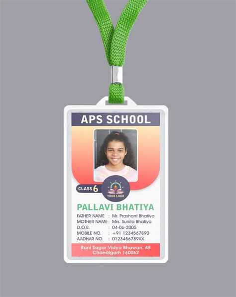 Student Id Card Template For School Free Hindi Design
