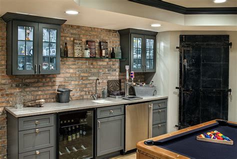 Check out our basement bar and kitchen. chicago built in wine cabinets home bar transitional with ...