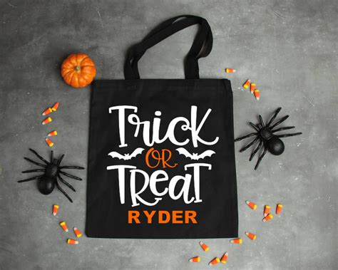 Halloween Trick Or Treat Bag Personalized Halloween Tote Etsy