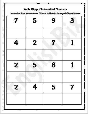 Identify The Biggest And Smallest Number Math Worksheets Mathsdiarycom Ascending Descending