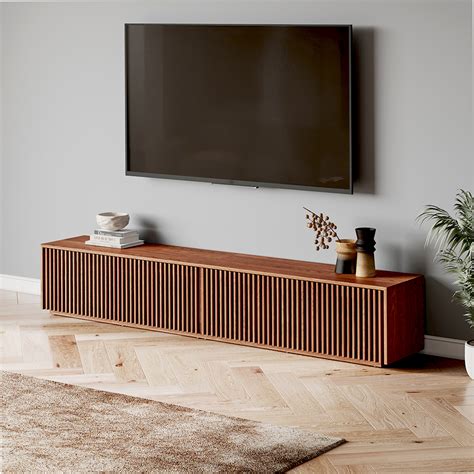 Minimalist Tv Stand Wood Slatted Entertainment Center Shop Now