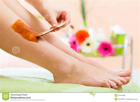 Woman In Spa Getting Leg Waxed For Hair Removal Stock Image Image Of