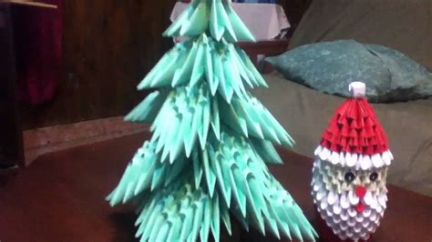 Origami 3d Santa Claus Y árbol De Navidad Youtube