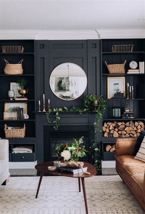 Bold Black Accent Wall Ideas In 2020 Moody Living Room Dark Living