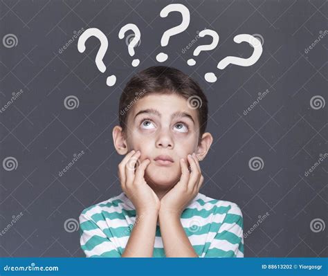 Little Boy Having Questions Stock Photo Image Of Conceptual Future