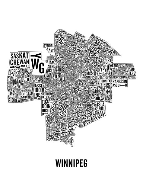 Winnipeg Manitoba City Map Poster - Winnipeg Art - Winnipeg Map - Typography Map