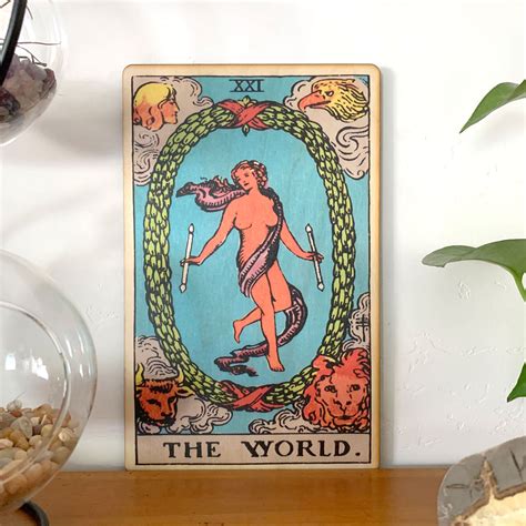 Tarot Cards The World Wall Art Wooden Wall Decor The World Etsy