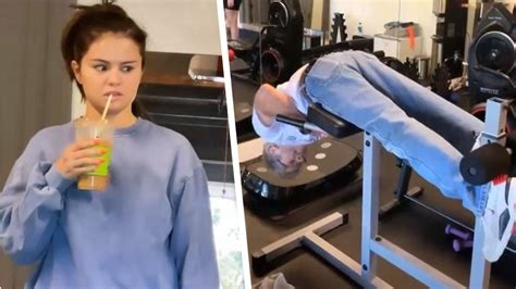 Watch Selena Gomezs Grandpa Shock Her With His Gym Routine