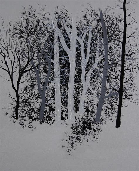 Black And White Forest Painting By Thomas Graves