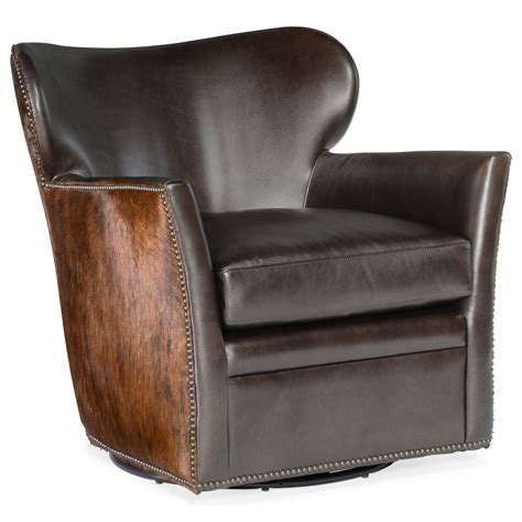 Hooker Furniture Club Chairs Kato Leather Swivel Chair With Hair On