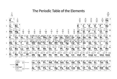 Black And White Monochrome Periodic Table Of The Elements Stock