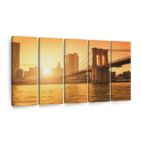 Sunset In Brooklyn Bridge Wall Art Photography