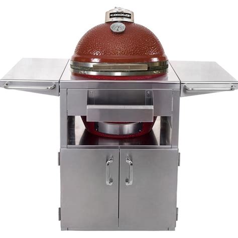 Kamado Joe Classic 18 Inch Freestanding Ceramic Grill W Stainless Bands On Small Stainless