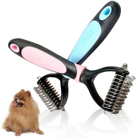 Stainless Pet Grooming Dog Cat Hair Comb Soft Plastic Handle Brush Rake