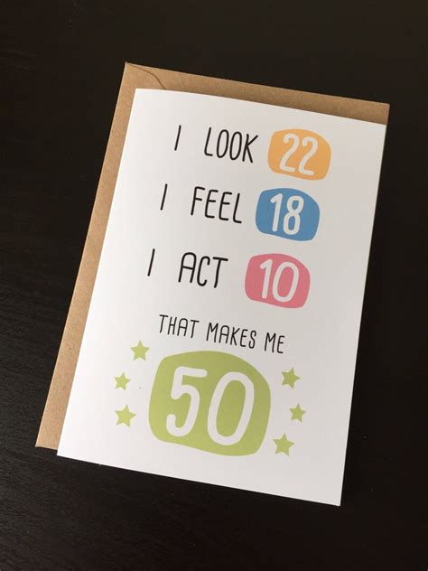 50th Birthday Card Funny Birthday Card 50th Birthday T Etsy