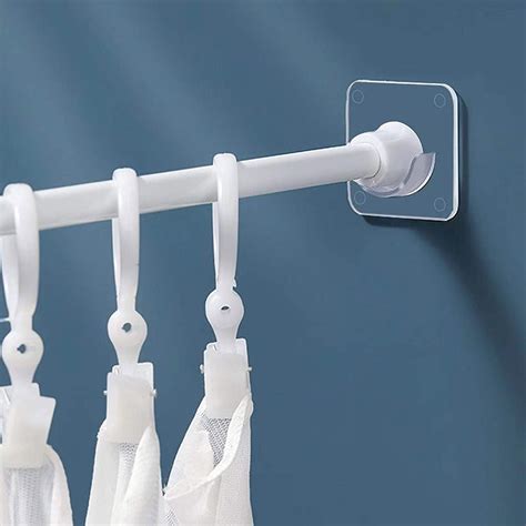 2 Pcs Adhesive Shower Curtain Rod Holder Adhesive Wall Mounted Shower Rods Holder Drill Free