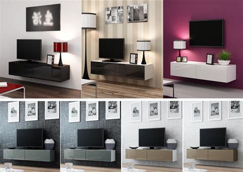 Tv today is flatter and weigh less than previous generations. High Gloss TV Cabinet Entertainment Unit | Floating Wall ...