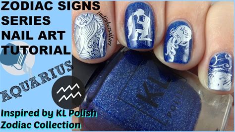 Nail Art Tutorial Zodiac Signs Series Aquarius Stamping Manicure