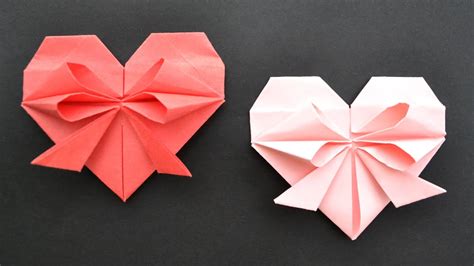 Cute Paper Heart With Bow Easy Origami Tutorial Diy Youtube