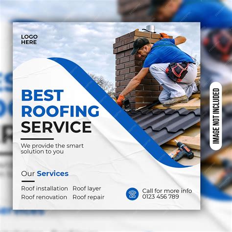 Premium PSD | Best creative roofing service promotional ads design