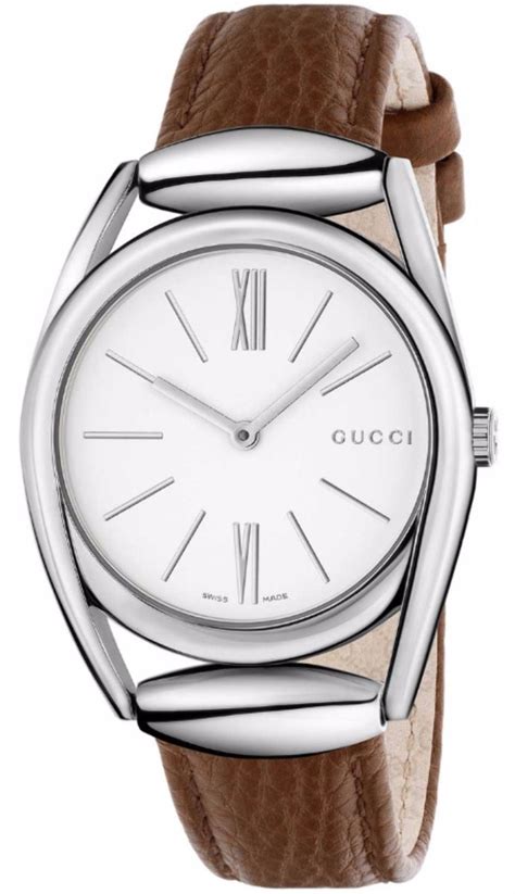 Gucci Ya140401 Horsebit Stainless Steel Leather Quartz Ladies Watch