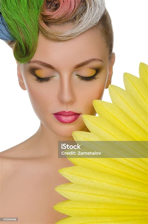 Portrait Of Charming Woman With Bright Makeup Stock Photo Download