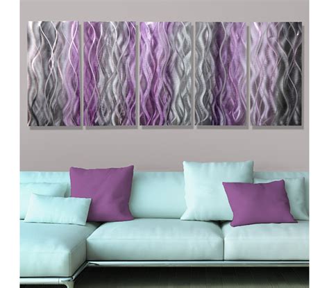 Lavender Reeds Purple And Silver Modern Metal Wall Art Modern Metal