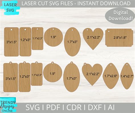 Keyrings Template Svg Laser Cut File Keychains Blanks Svg Etsy