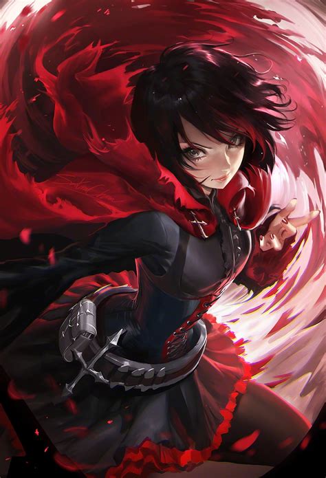 Red Haired Female Anime Character Sakimichan Rwby Ruby