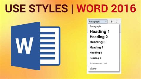 How To Use Styles In Word 2016