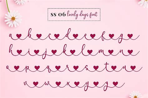 Lovely Heart Font Font With Glyphs Font Connect Tails Etsy