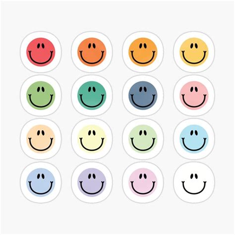 A Pack Of Smileys Colorful Faces Funny Emoji Sticker By Sweetlog