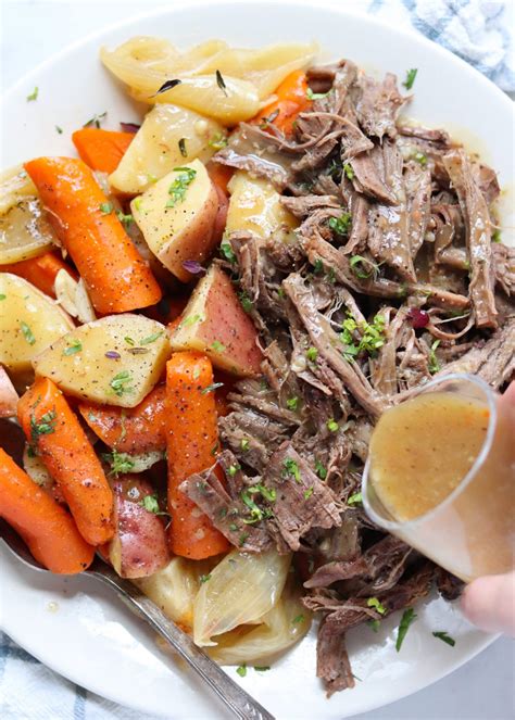 Cut roast into 3 large pieces, and season both sides with sea salt, garlic powder and pepper. Whole30 Pot Roast (Instant Pot & Slow Cooker) - Cook At ...