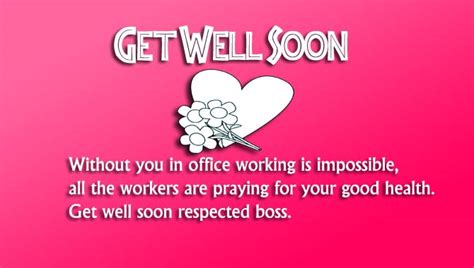 This brief, innocuous statement doesn't get into any details about why the person is sick. Get Well Soon Messages for Boss | Wishes4Lover
