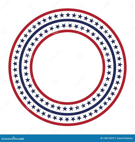 Usa Star Vector Pattern Round Frame American Patriotic Circle Border