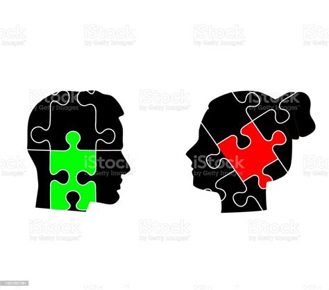 Silhouette Of Man And Woman Separation Puzzle And Each Has A Different Puzzle Vector