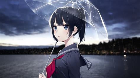 Rain Anime Girl For Rainwallpaper Live By Mmoonyt On Deviantart