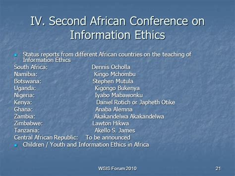 Information Ethics In Africa Past Present And Future Activities