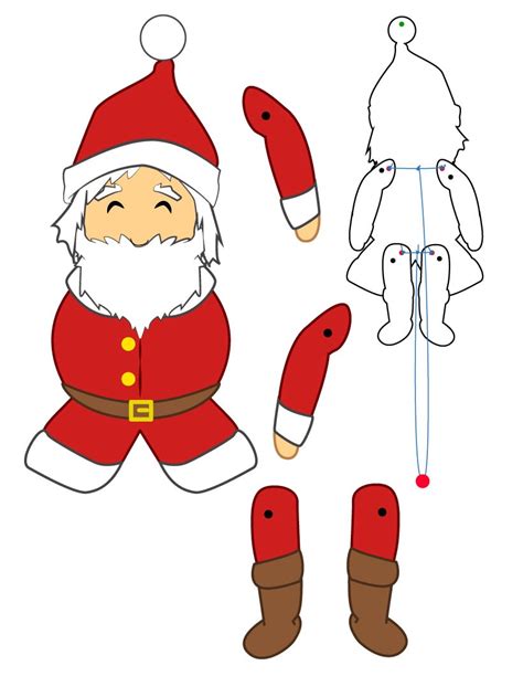 Christmas Paper Puppets Santa Claus Doll