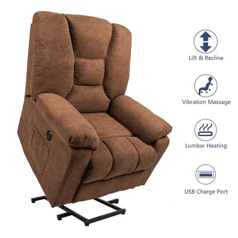 microfiber power lift electric recliner chair with heated vibration ma homhum