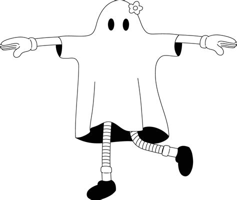 Retro Ghost Halloween Illustration Mascot Standing 30347863 Vector Art
