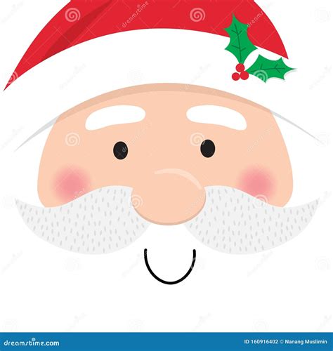 Santa Claus Face Cute Christmas Character Stock Illustration