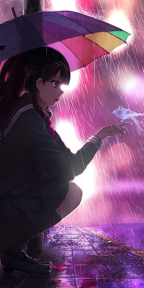 1080x2160 Umbrella Rain Anime Girl 4k One Plus 5thonor 7xhonor View 10lg Q6 Hd 4k Wallpapers