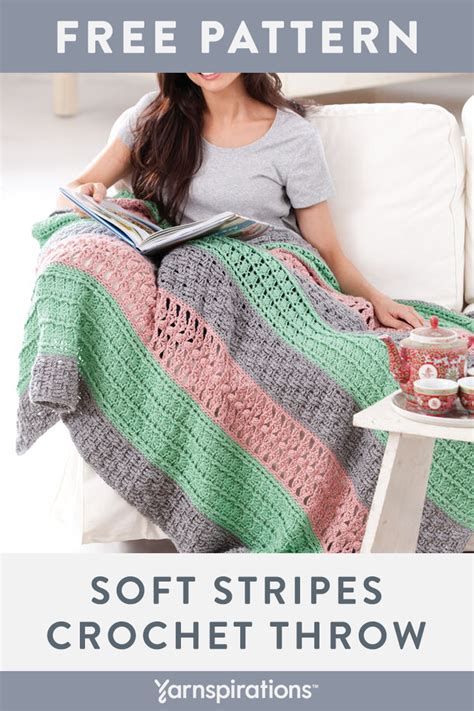 Free Soft Stripes Throw Crochet Pattern Using Caron Simply Soft Yarn