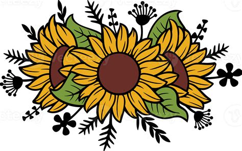 Floral Sunflowers And Plants Png Illustration 24392407 Png
