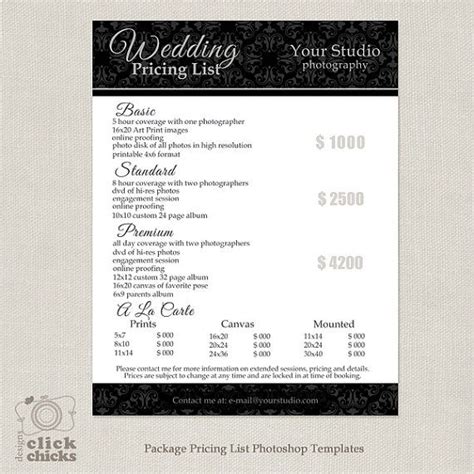 Imdbpro get info entertainment professionals need: Photography Package Pricing List Template - Wedding Photography Pricing Guide - Price List ...